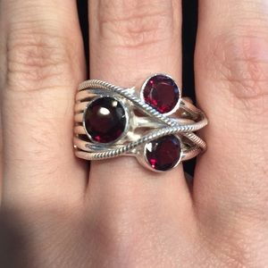Sterling Silver Garnet Wrap Ring